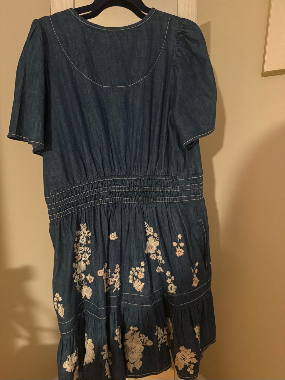 Anthropologie Indigo Blue Embroidered Denim Mini Dress. New with tags. - Picture 7 of 13